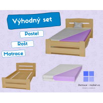 Set: postel, matrace a rošt
